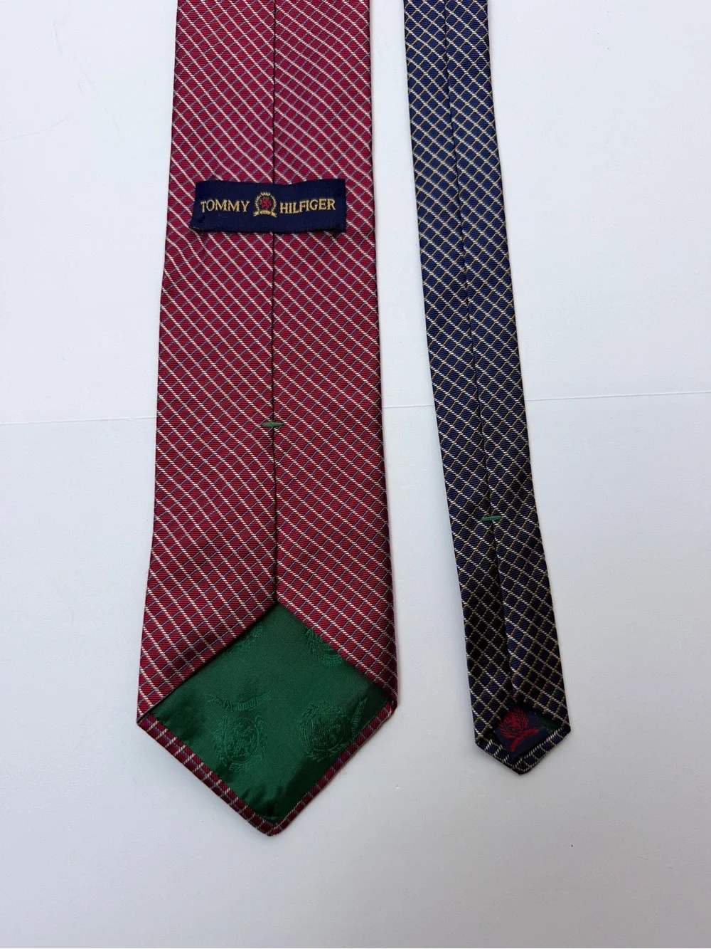 Tommy Hilfiger Men’s Tie Red Navy Gold Geometric Check Classic Necktie